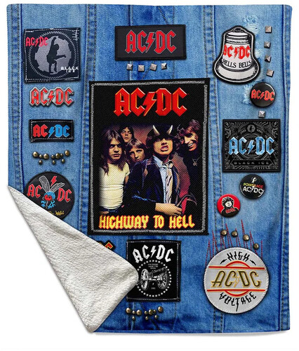 Rocksax - AC/DC - Battle Vest - Sherpa Fleece Throw (50 in x 60 in)