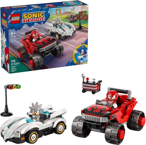 SONIC SILVERS CAR VS KNUCKLES MONSTER TRUCK