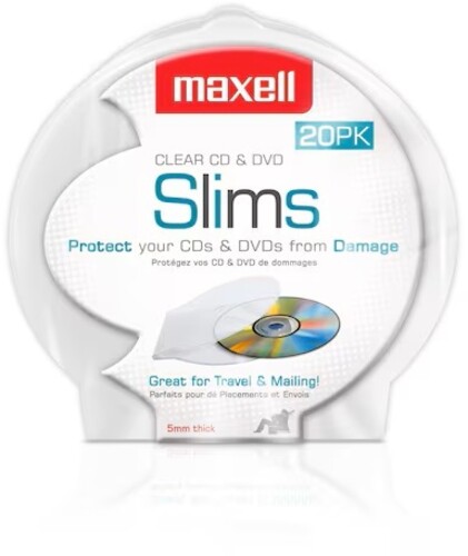 MAXELL 190900 SLIMS 5MM CLAM-SHELL CASES CLEAR 20