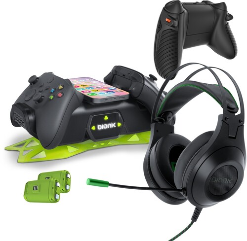 Xbox Accessory:  BIONIK Starter Kit PRO - SIREX Headphones, Power Stand, and Quickshot Pro