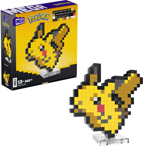 MEGA BLOKS - Pokemon Pikachu, Pixel Art, 400 Piece Building Toy Set