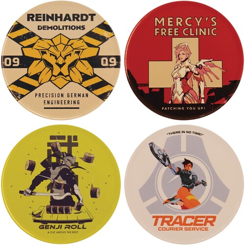 OVERWATCH SET OF FOUR PRINTED METAL COASTERS