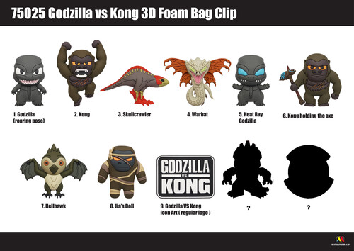 GODZILLA VS KONG 3D FOAM BAG CLIPS