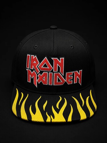 IRON MAIDEN FLAME BILL LOGO STRUCTURED HAT BLACK
