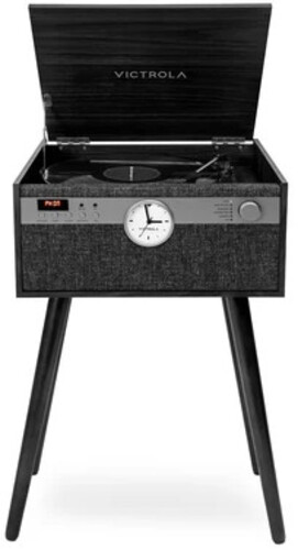 Victrola VTA-835SB-BLK Century Signature+ Bluetooth 6-in-1 Music Center With Clock & Legs Black