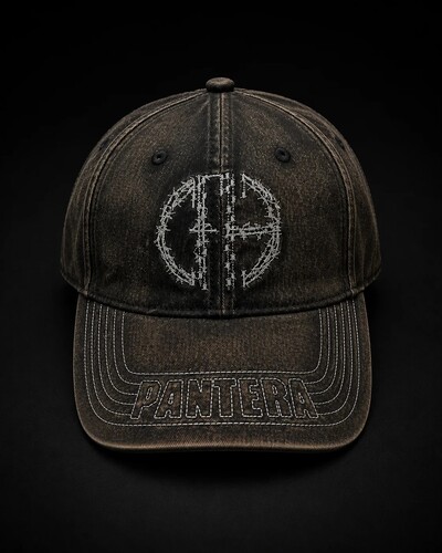 PANTERA ACID WASHED EMBROIDERED DAD HAT BLACK