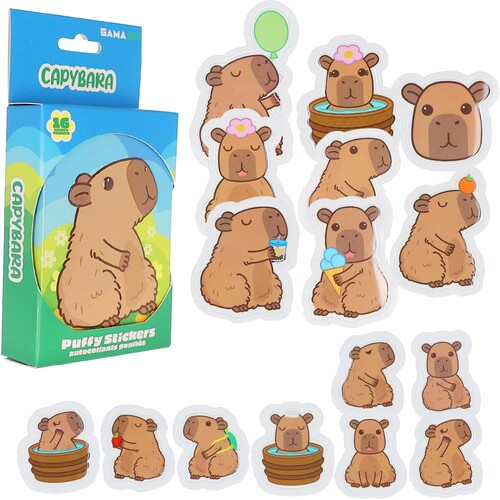 CAPYBARA 16 PCS PUFFY STICKERS IN EMBOSSED TIN|alliance entertainment