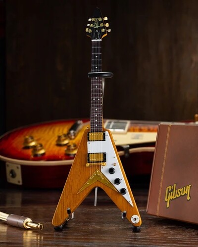 Gibson Korina Flying V 1958 1:4 Scale 10 Inch Miniature Electric Guitar