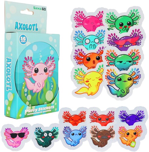 AXOLOTL 16 PCS PUFFY STICKERS IN EMBOSSED TIN|alliance entertainment