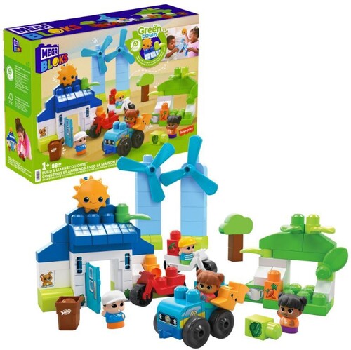 MEGA BLOKS - Build & Learn Eco House, 88 Piece Toddler Buiding Toy Set