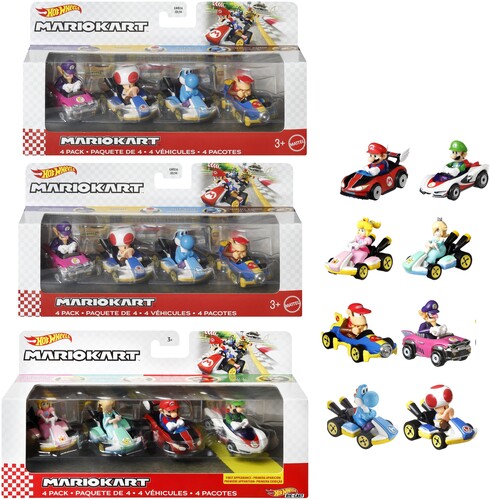 HOT WHEELS MARIO KART 4 PACK 3 PIECE W ASRT