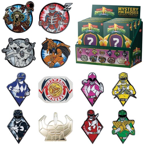 POWER RANGERS MYSTERY PIN BADGE 12CT PDQ