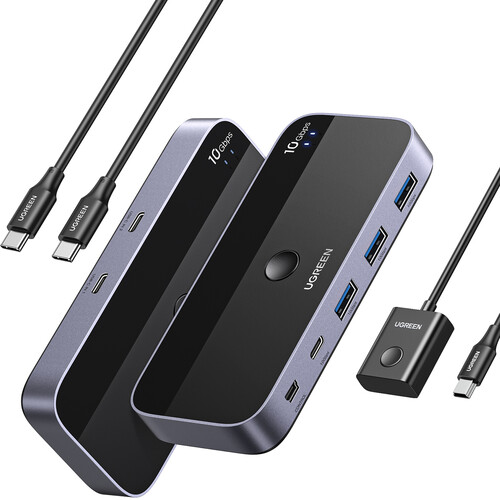 UGREEN - USB C Switch 2 Computers Share 4 USB 3.2 Ports, 10Gbps KVM Switch