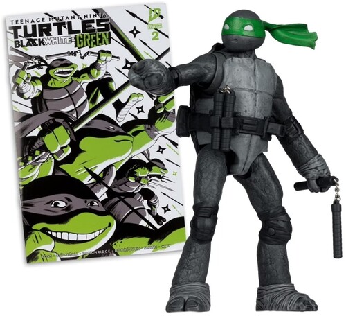 TMNT 5IN FIGURE WITH COMIC (BLACK WHITE & GREEN VA