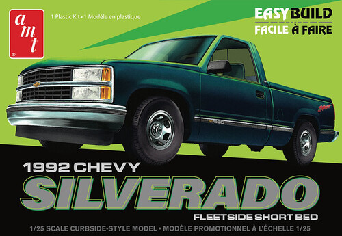 AMT 1992 Chevrolet Silverado Shortbed Fleetside Pickup Easy Build 1/25 Scale Model Kit
