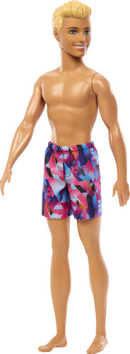 Mattel - Barbie Beach Ken with Blond Hair, Wearing Purple Swimsuit