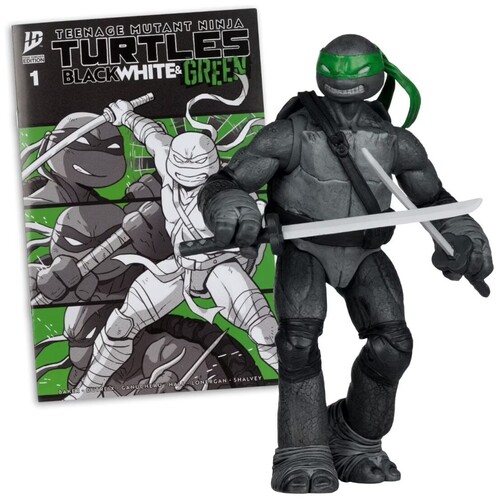TMNT 5IN FIGURE WITH COMIC (BLACK WHITE & GREEN VA