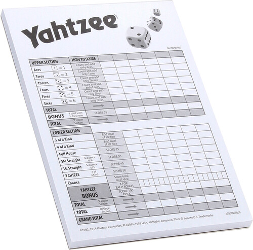 YAHTZEE SCORE PAD