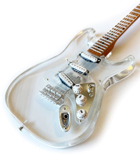 Fender Stratocaster Signature Clear Acrylic 10 Inch Miniature Guitar Replica