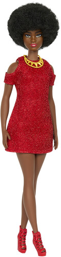 BARBIE FASHIONISTA NATURAL BLACK HAIR & RED DRESS