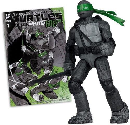 TMNT 5IN FIGURE WITH COMIC (BLACK WHITE & GREEN VA