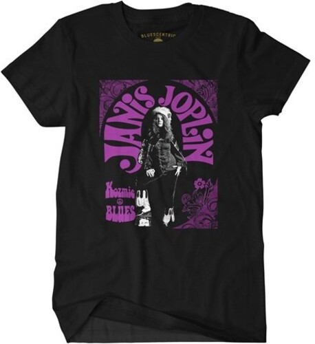 Janis Joplin - Kozmic Blues Psychedelic - Heavy Cotton T-Shirt - Medium Black