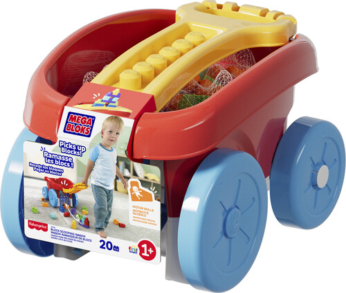 MEGA BLOKS - First Builders Block Scooping Pull Wagon, 20 Piece Building Toy Set