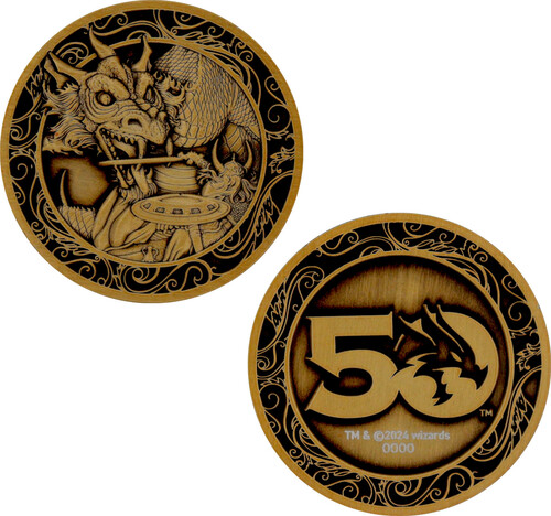 Dungeons & Dragons: 50th Anniversary - Limited Edition Coin - Original Red Box Cover Antique Gold