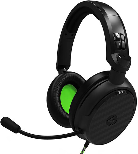 PC Accessory:  Wired Headset - 4Gamers C6-100 - Black & Green:  Compatible with PC, Switch, PS5, Xbox X|S