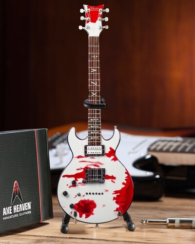 Zacky Vengeance White Schecter Custom Blood Splatter 10 Inch Miniature Guitar