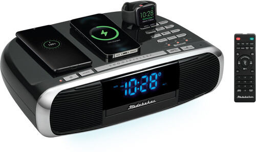 Studebaker SB5050B Workstation Bluetooth Hi-Fi Music System Wireless Charging Station (Black)