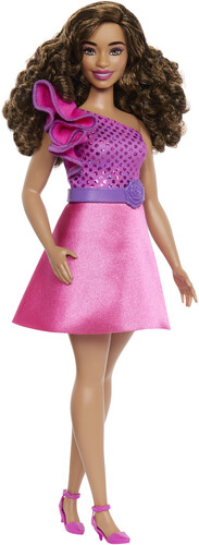 BARBIE FASHIONISTA CURVY BODY WITH BROWN HAIR PINK