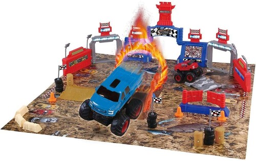 Friction Vehicles - 54-Piece Monster Truck Mayhem Friction Play Set, 2-Pack Ford