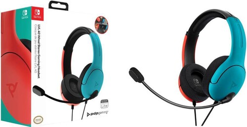 Switch Accessory:  Wired Headset - PDP Airlite - Neon Red & Blue:  Officially Licensed by Nintendo:  Compatible with PC, Switch, PS5, Xbox X|S
