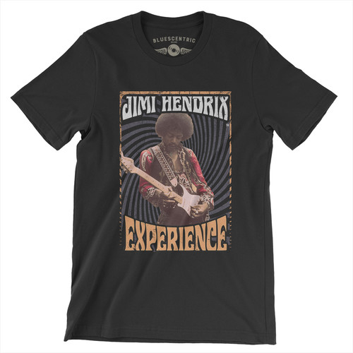 Jimi Hendrix - Jimi Hendrix Experience 1968 Black Lightweight Vintage Style T-Shirt (Medium)