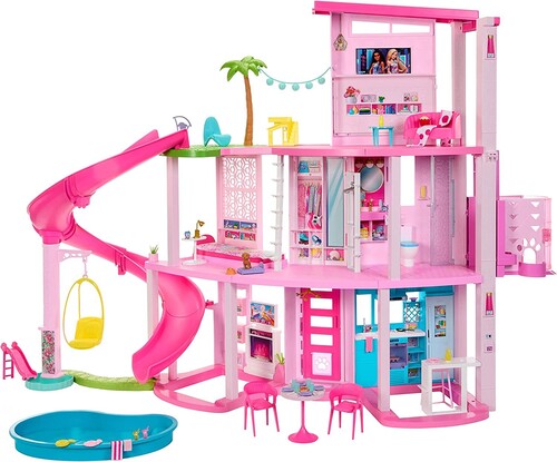 Barbie Dreamhouse Pool Party Doll House with 75+ pc, 3 Story Slide