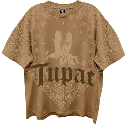 TUPAC PRAYING HANDS GIANT VINTAGE TSHRT MED WHEAT