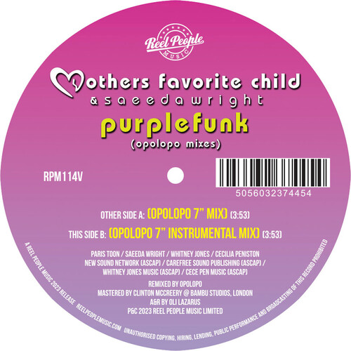 Mothers Favorite Child & Saeeda Wright - Purple Funk (Opolopo Remixes) [Colored Vinyl] (Purp)