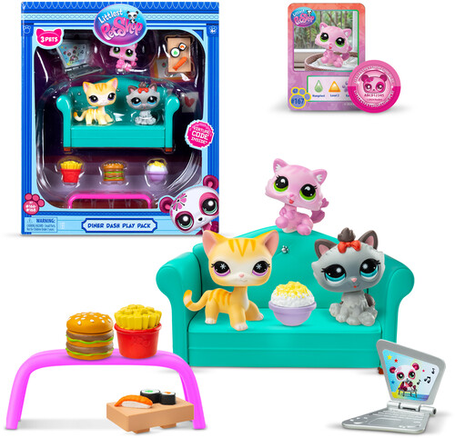 LITTLEST PET SHOP DINER DASH PLAY PACK 3 CATS 636