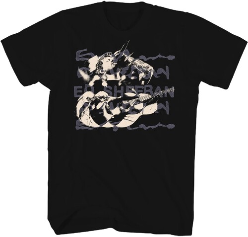 ED SHEERAN PHOTO WITH GUITAR TSHIRT LARGE BLACK
