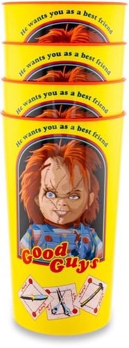 Child's Play - 4-Piece Plastic 22oz Cup Set - Chucky Good Guys