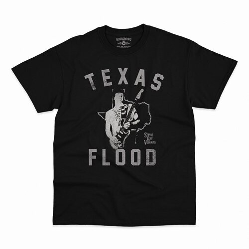 Stevie Ray Vaughan - Texas Flood - Heavy Cotton T-Shirt - Small Black