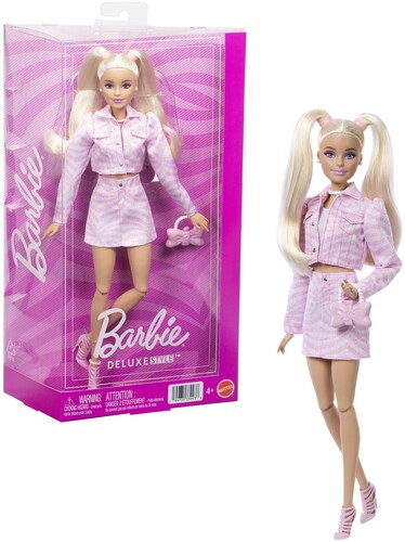 Mattel - Barbie Deluxe Style Fashion Doll #9 in Matching Pink Denim Jacket & Skirt Set, Blonde