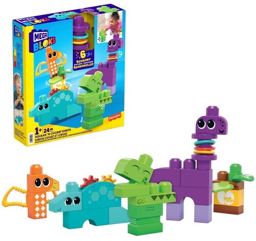 MEGA BLOKS Squeak 'n Chomp Dinos Sensory Building Toys (24 pc)