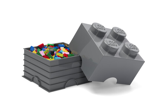 LEGO STORAGE BRICK WITH 4 KNOBS DARK GREY