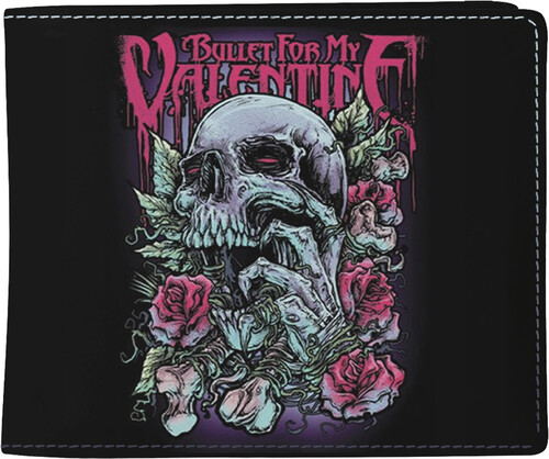 ROCKSAX BULLET FOR MY VALENTINE SKULL WALLET BLK