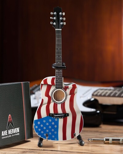Toby Keith Signature USA Flag Acoustic 10 Inch Miniature Guitar Replica