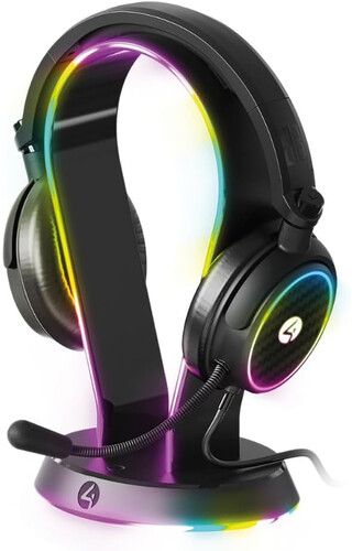 PC Accessory:  Wired Headset - 4Gamers LED Light Up Headset with Stand:  Compatible with PC, Switch, PS5, Xbox X|S