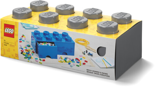 LEGO BRICK DRAWER WITH 8 KNOBS DARK GREY