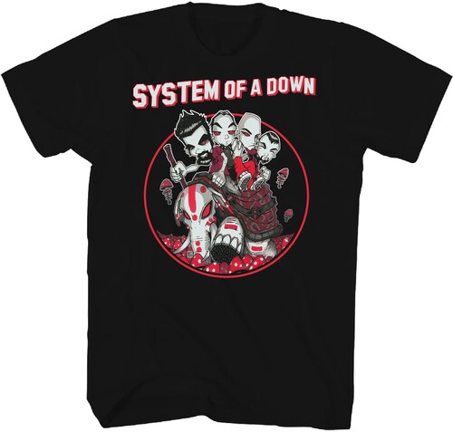 SYSTEM OF A DOWN MUSHROOM PEOPLE TSHIRT LARGE BLK